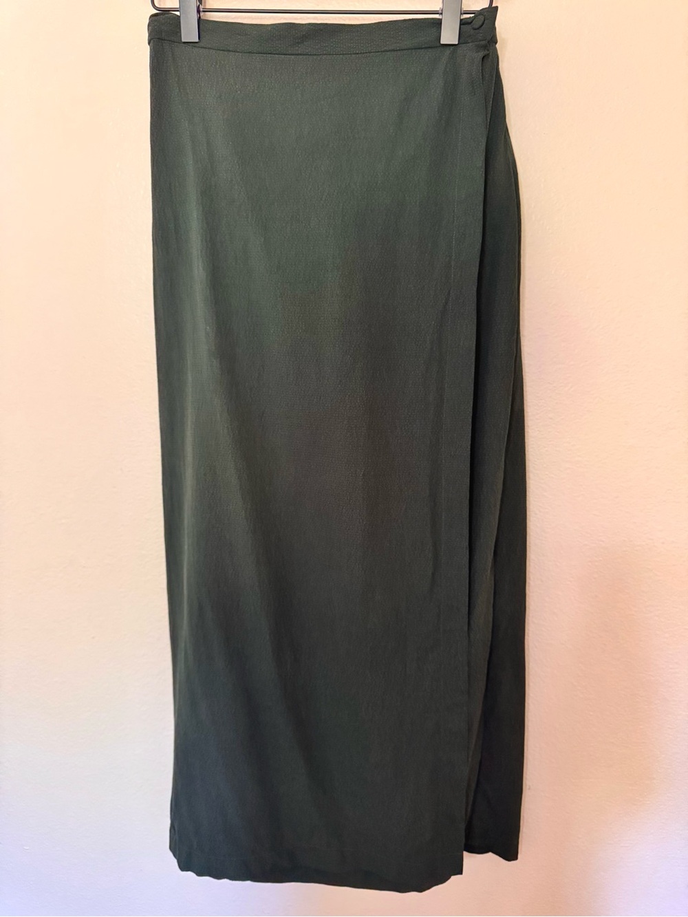 Eileen Fisher 100% Silk Wrap Skirt Dark Green Adjustable Waist Medium